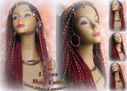 Red Ombre Lemonade Fulani Cornrow Braid Wig French Braids Feed in Braids Swim Wig Gym Wig Kardashian Fulani Beyonce Tribal Goddess Braids