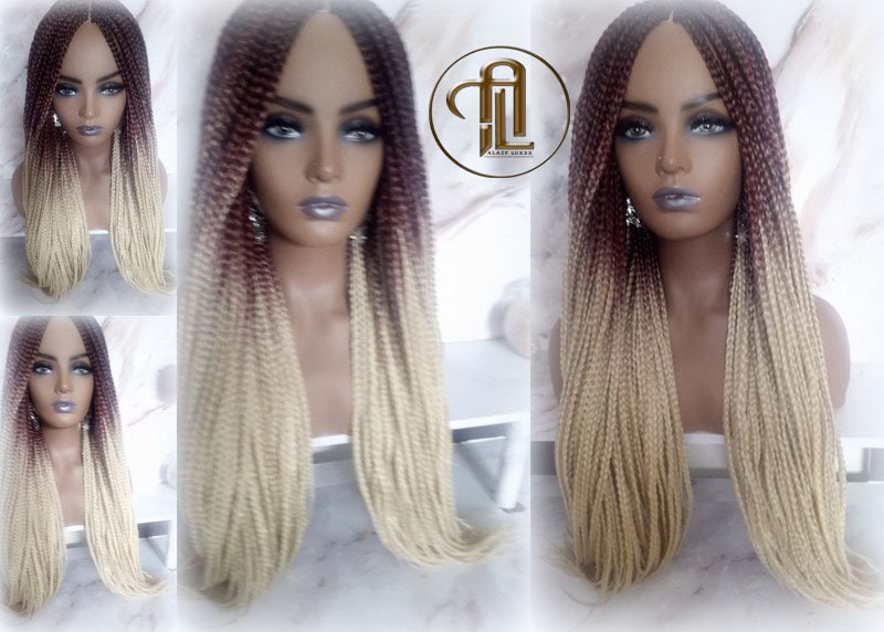 Box Braid Wig Ombre Gradient Brown Blonde 24 26 Inch Braid Wig Really Long Viking Braids Mermaid Hair Multi Color