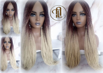Box Braid Wig Ombre Gradient Brown Blonde 24 26 Inch Braid Wig Really Long Viking Braids Mermaid Hair Multi Color
