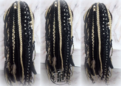 Ponytail Hair Fall Extensions Blonde 613 Black Elements Accents Feathers synthetic box braids hair scrunchie clip in Clip on Braids