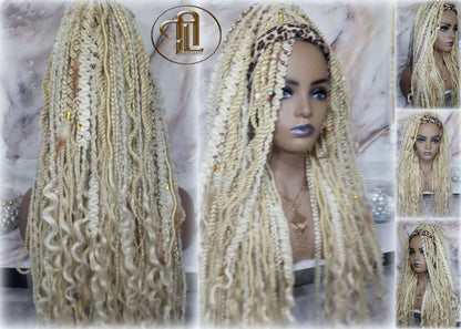 Headband Wig Blonde 613 Braids Dreads Mix Set Twist Soft Crochet Boho Dread Braid Set Bohemian extensions