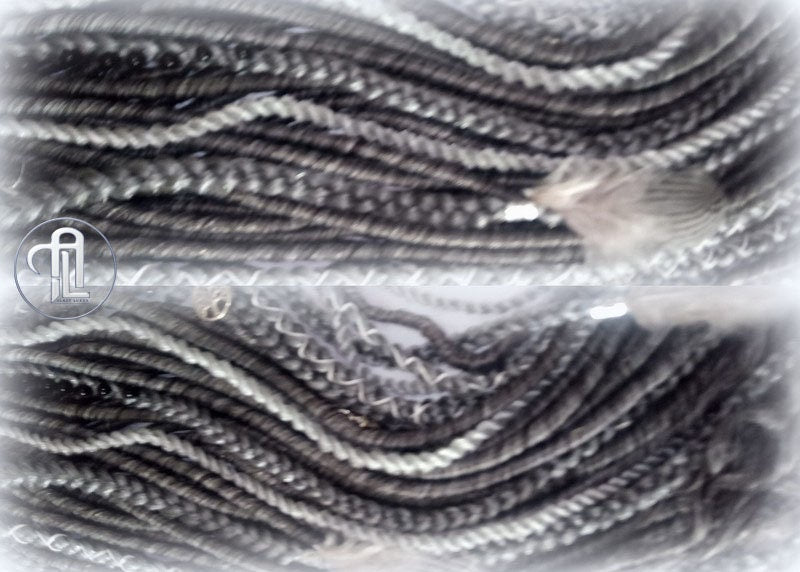 Viking Hair Silver Black Grey Single Ended SE 75 Piece Set Kit Mixed Soft Crochet Boho Dread Braid Hair Wraps Extensions Textured Natural