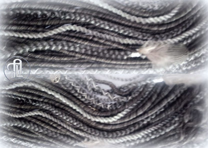 Viking Hair Silver Black Grey Single Ended SE 75 Piece Set Kit Mixed Soft Crochet Boho Dread Braid Hair Wraps Extensions Textured Natural