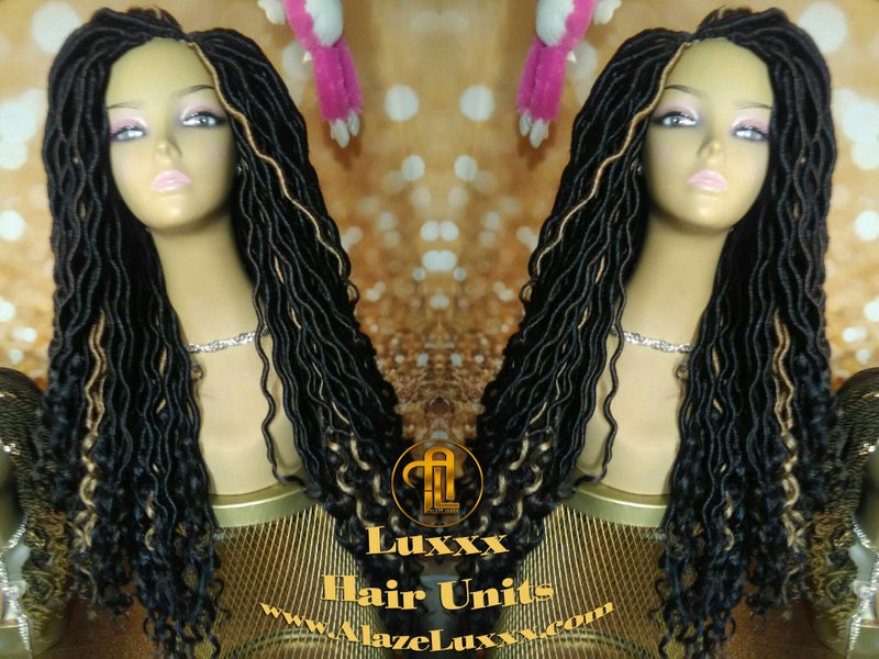 Dread Wig  Wavy Black Dreads 1B Honey Blonde 27 Gypsy Faux Synthetic Nu Goth New Marley Wool Dred Lock Carnival Hair Bohemian Boho Goddess