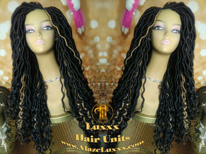 Dread Wig  Wavy Black Dreads 1B Honey Blonde 27 Gypsy Faux Synthetic Nu Goth New Marley Wool Dred Lock Carnival Hair Bohemian Boho Goddess