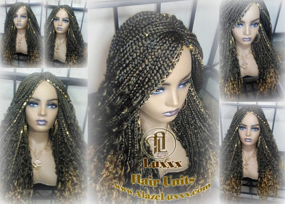 Box Braid Wig Honey Blonde boho curly box braids 1b 27  Long Medium Straight bohemian gypsy Mix Blonde Ombre