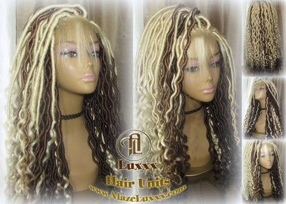 Goddess Faux Locs Platinum Blonde Brown 27 Gypsy Boho 613 Boho Braid Wig Bohemian Lace Dreads Closure Cosplay Mermaid Summer Spring