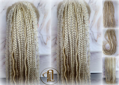 Blonde Dreads Ponytail Boho Hair 613 Braids Extension on Hairband Hair Tie, Goddess Dreadlocks On Elastic Band Synthetic Falls Renaissance
