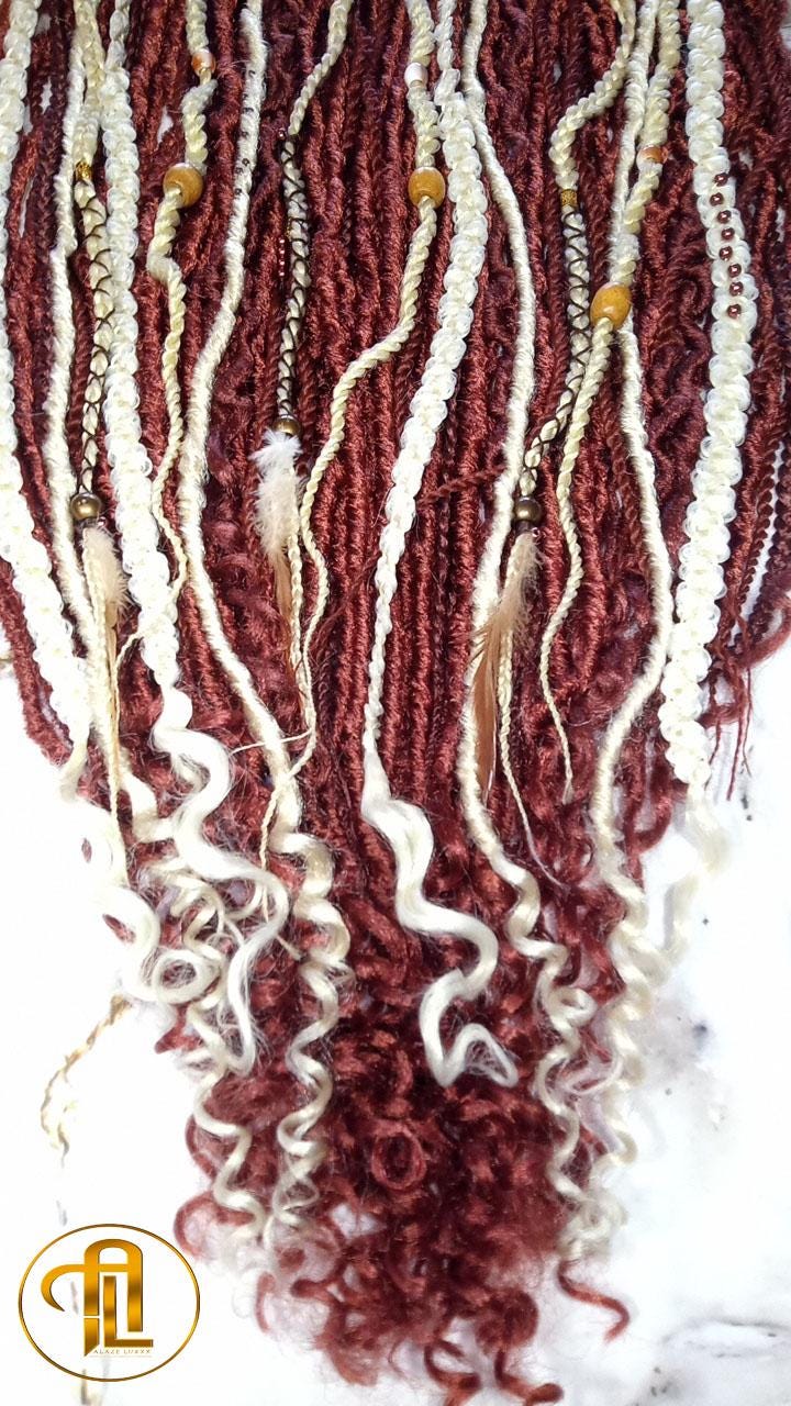 613 Blonde Ginger Curly End SE Braid Plaits Twist Set 100 Piece Set Kit Crochet Boho Mermaid Dread Hair Wrap Extensions Single Loop Dread