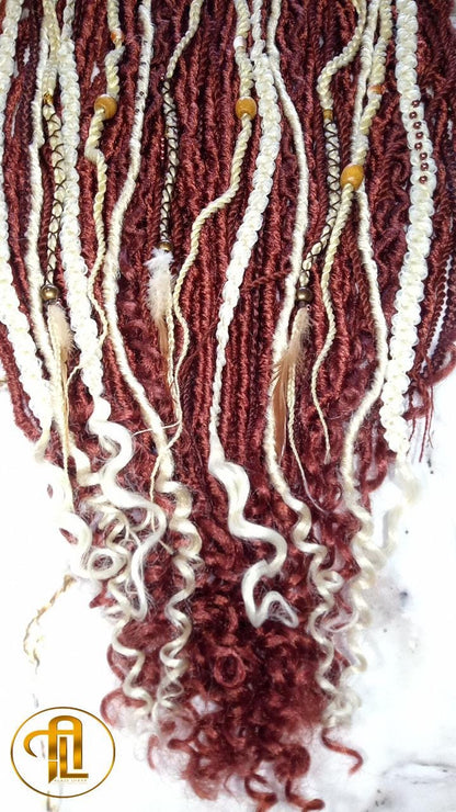 613 Blonde Ginger Curly End SE Braid Plaits Twist Set 100 Piece Set Kit Crochet Boho Mermaid Dread Hair Wrap Extensions Single Loop Dread