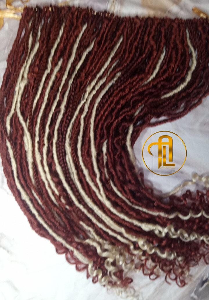 Copper Blonde 613 Bohemian dreadlocks textured Braid Soft red wavy ombre dreads  75 SE Full set  Lightweight boho curls burgundy dreads