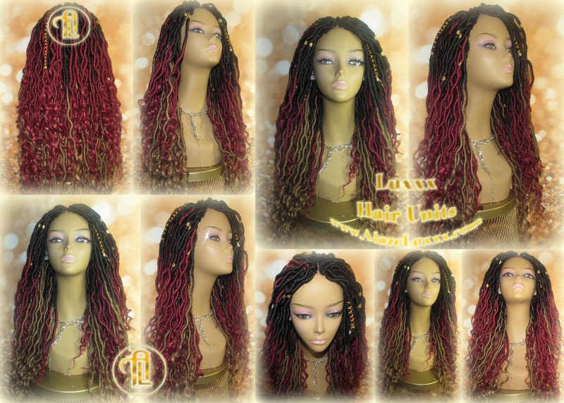 Dread Dred Loc Lock Wig Fire Goddess Red Burgundy  530 Ombre  1b  Blonde 27  Marley Goddess Crochet Synthetic Unit Hair Braided Wavy Cosplay