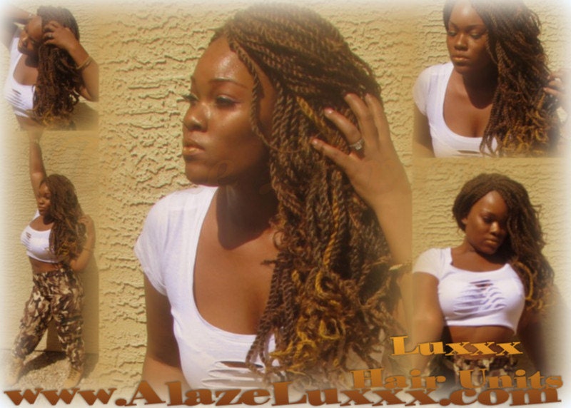 Marley Blonde Kinky Twist Wig Unit! Brown Curl NEW Natural Look! Glueless Lace Finish! 14' Natural Kinky Twist Box Braid Dred Lock Twist Wig