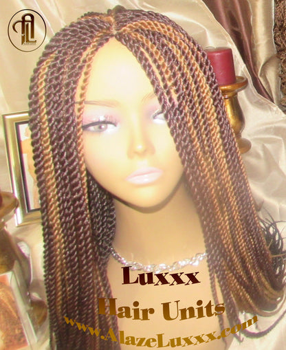 Straight Senegalese Twist Wig Unit Ready2Ship: HOT 22' Unique Rare Wine 33/27/4 Long   Alopecia Natural Small Twist Crochet Braided Braiding