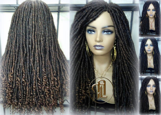 Long Straight Black Brown 30 Goddess Faux Locs Kinky Curly Ends Dread Wig Gypsy Faux Synthetic Dred Loc Bohemian Boho
