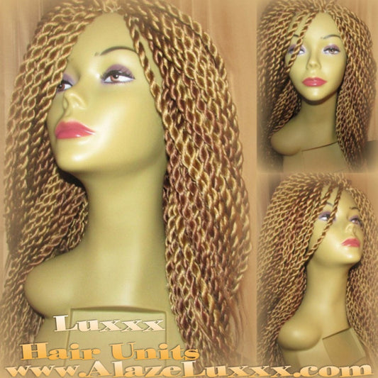 Blonde Senegalese Twist Wig Handmade 14' Natural Look!  Unit! Glueless Lace Finish! Medium Kinky Twist Box Braid Senegalese Twist Blonde