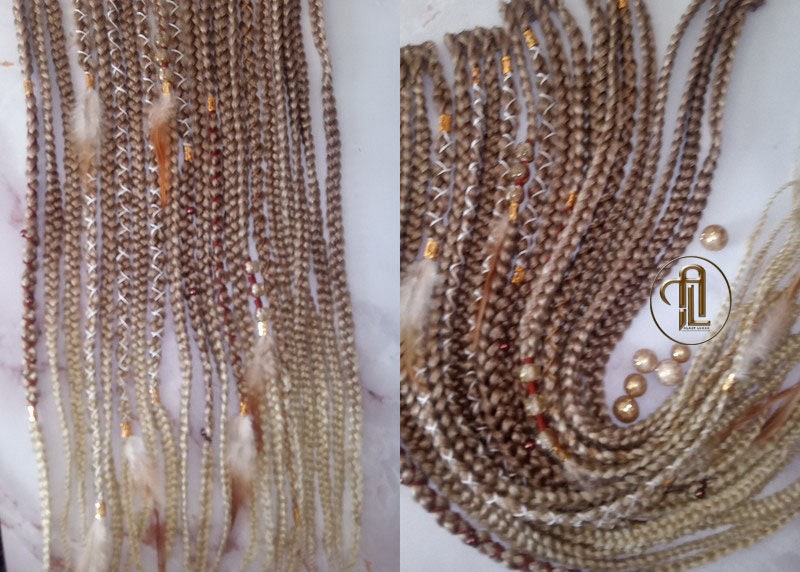 Ombre Honey Blonde 27 613 Mix Creamy White Blonde Platinum Clip in Braid Long 18in Boho Extensions Feathers Elements Rave Festival
