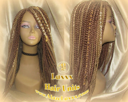 Box Braid Wig Blonde Brown Auburn 27 30 Poetic Justice Large Medium Braids Long Hair Accessories Ombre Braids Wig Two Tone. Braiding Hair