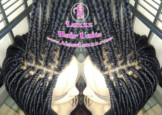 Short Black Lace Baby Hair Box Braid Wig Unit Large Medium! Glueless! Black Box Braid Wig 16in Straight Goddess Braids Lace Wig