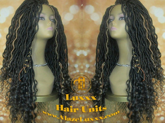 16 in Individual Goddess Faux Locs Crochet Dread Wig Wavy Black Dreads 1B Honey Blonde 27 Gypsy Gipsy Synthetic Dred Festival Bohemian Boho