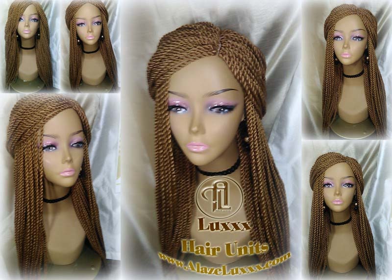 Blonde Straight Senegalese Twist Wig Unit Bombshell 18' Auburn 27 30 Alopecia Natural Silky Straight Crochet Braided Braiding Wig