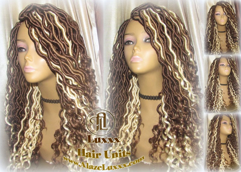 Goddess Faux Locs Platinum Brown Blonde  27 Gypsy Boho 613 Boho Braid Wig Bohemian Lace Dreads Closure Cosplay Mermaid Summer Spring