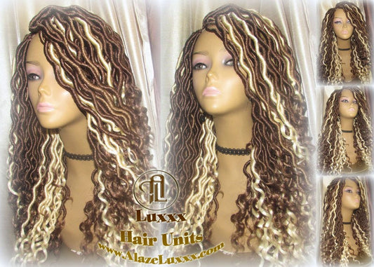 Goddess Faux Locs Platinum Brown Blonde  27 Gypsy Boho 613 Boho Braid Wig Bohemian Lace Dreads Closure Cosplay Mermaid Summer Spring