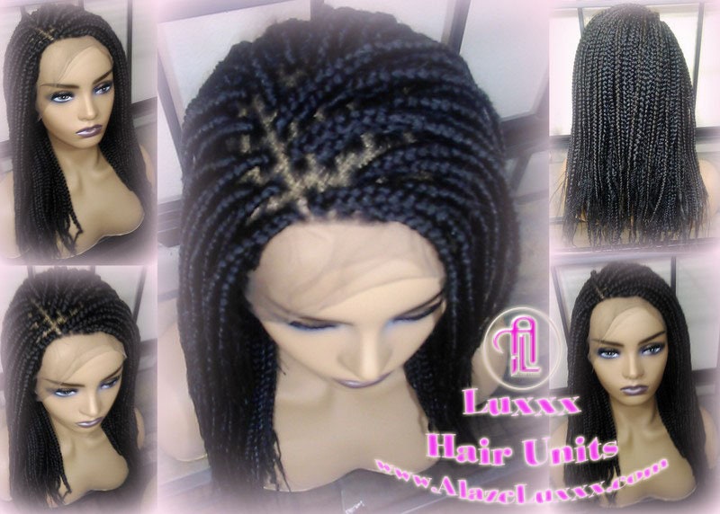 Short Black Lace Baby Hair Box Braid Wig Unit Large Medium! Glueless! Black Box Braid Wig 16in Straight Goddess Braids Lace Wig