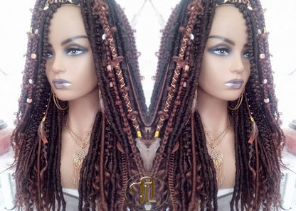 Headband Wig Brown 30 Black Dreads Mix Set Twist Soft Crochet Boho Dread Braid Set Bohemian extensions