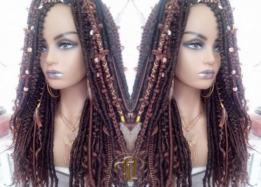 Headband Wig Brown 30 Black Dreads Mix Set Twist Soft Crochet Boho Dread Braid Set Bohemian extensions