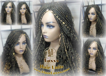 Box Braid Wig Honey Blonde boho curly box braids 1b 27  Long Medium Straight bohemian gypsy Mix Blonde Ombre Ready to Ship