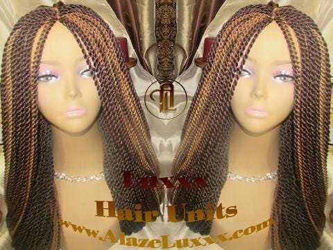 Straight Senegalese Twist Wig Unit Ready2Ship: HOT 22' Unique Rare Wine 33/27/4 Long   Alopecia Natural Small Twist Crochet Braided Braiding