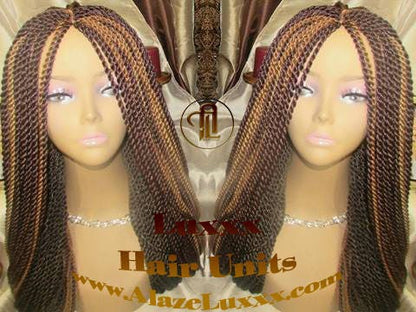 Straight Senegalese Twist Wig Unit Ready2Ship: HOT 22' Unique Rare Wine 33/27/4 Long   Alopecia Natural Small Twist Crochet Braided Braiding