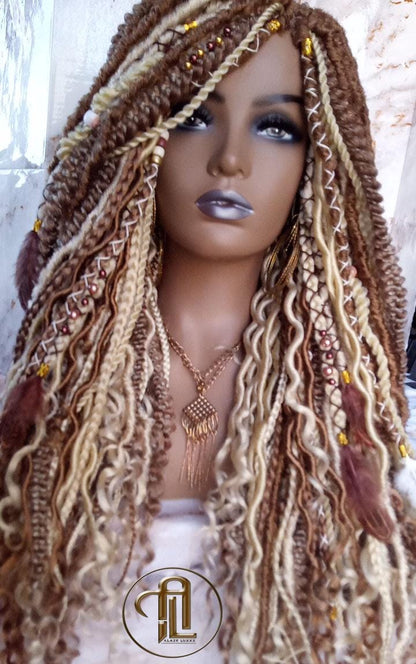 Dread Braid Wig Honey Blonde 27 613 White Blonde Brown Braids Dreads Mix Set Twist Soft Crochet Boho Dread Braid Set Bohemian extensions