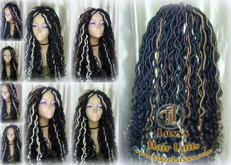 Gypsy Bohemian Boho Long Wavy Goddess Faux Locs Honey Platinum Blonde 613 27 Black Dread DE SE Dred Lock Braided Wigs Festival Hair Distress