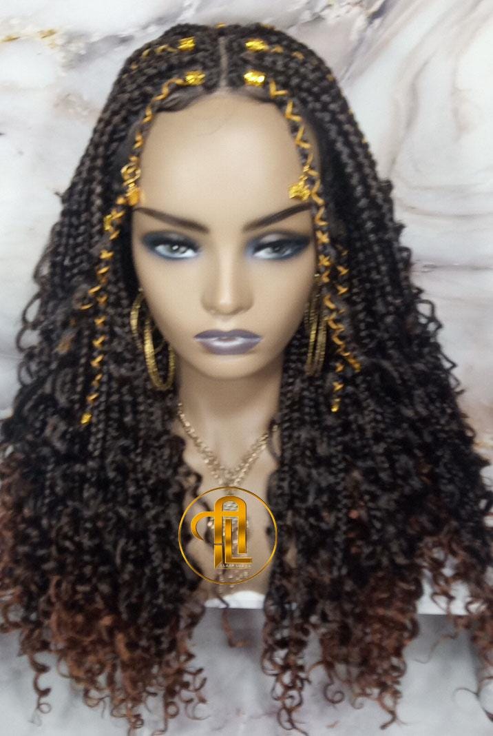 Full Lace Wig Box Braid Wig Long Brown black boho curyly box braids 1b 30 brown auburn Medium Straight bohemian gypsy Mix Black Brown