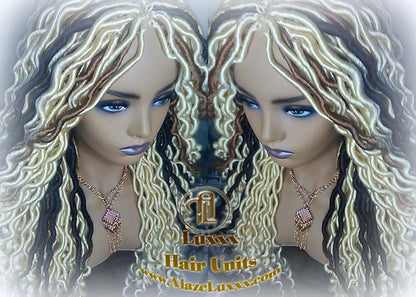Platinum Blonde Gypsy Bohemian Boho Goddess Faux Dread Locs Wig Unit! Blonde #613 #27 Brown Wavy Dred Lock Wig Crochet Messy Hair Wig