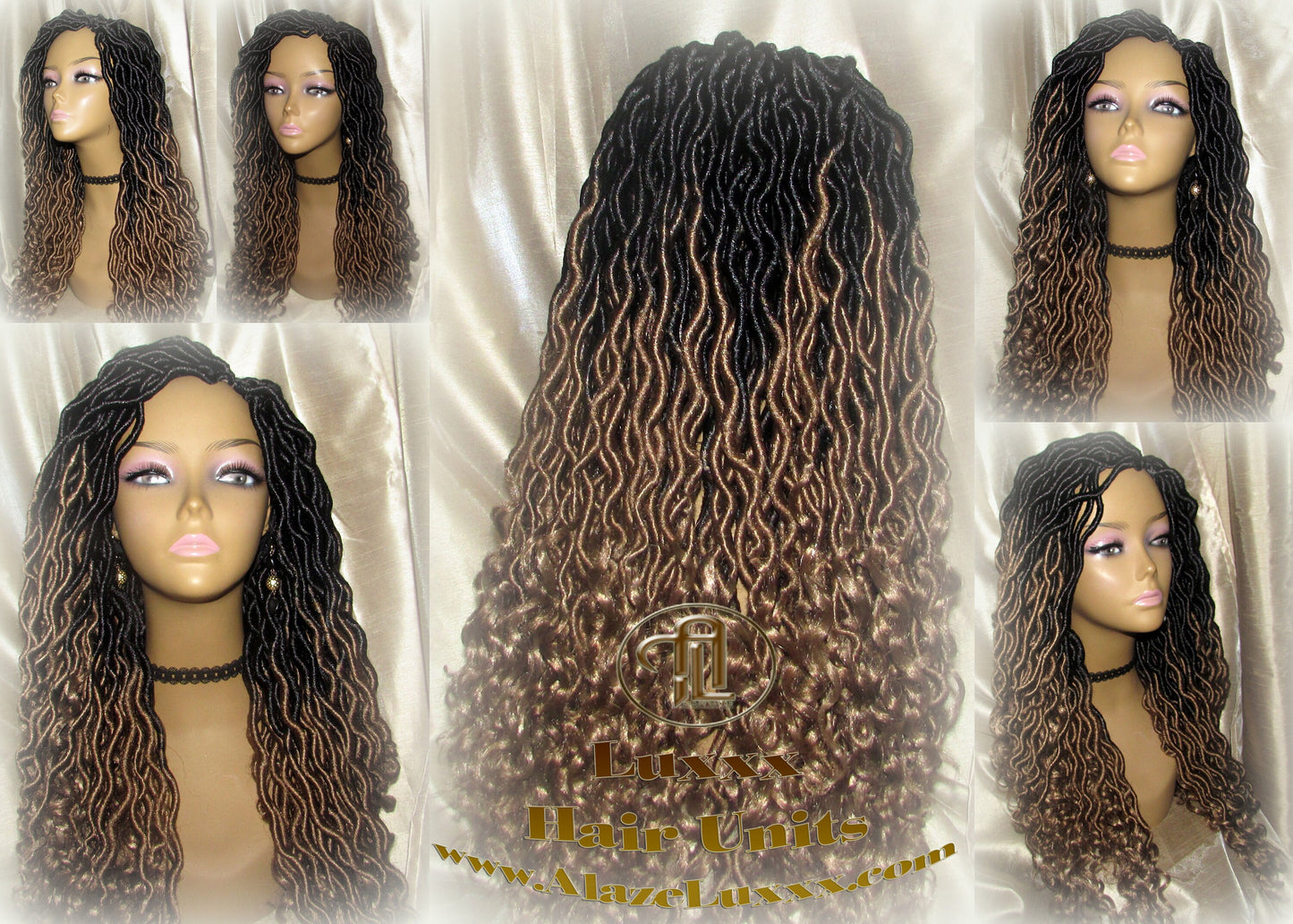 Goddess Faux Locs Gypsy Boho Ombre Black Blonde Long Synthetic Dreads Curly Wavy Cosplay Carnival Festival Braid Wig Alopecia Thinning Hair