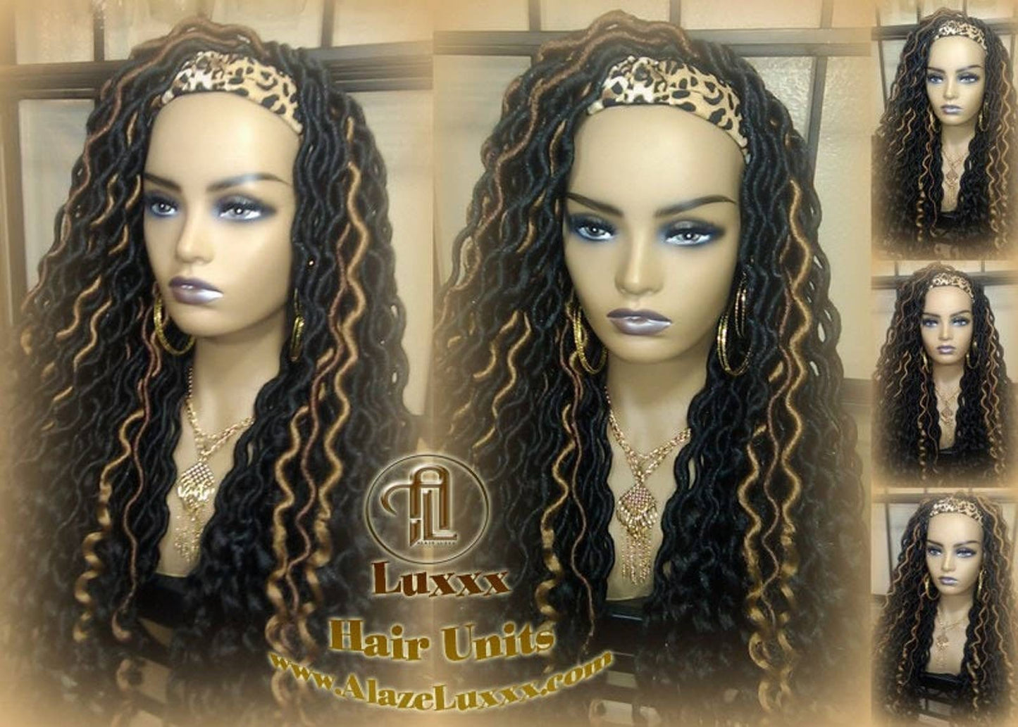 Headband Wig Black 1B 27 30 Brown Goddess Faux Loc Wig Long Wavy Ends Hair Bohemian Boho Gypsy Dread DE SE Dred Lock Braided Wigs