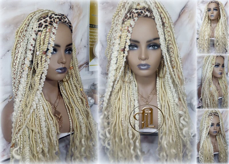 Headband Wig Blonde 613 Braids Dreads Mix Set Twist Soft Crochet Boho Dread Braid Set Bohemian extensions