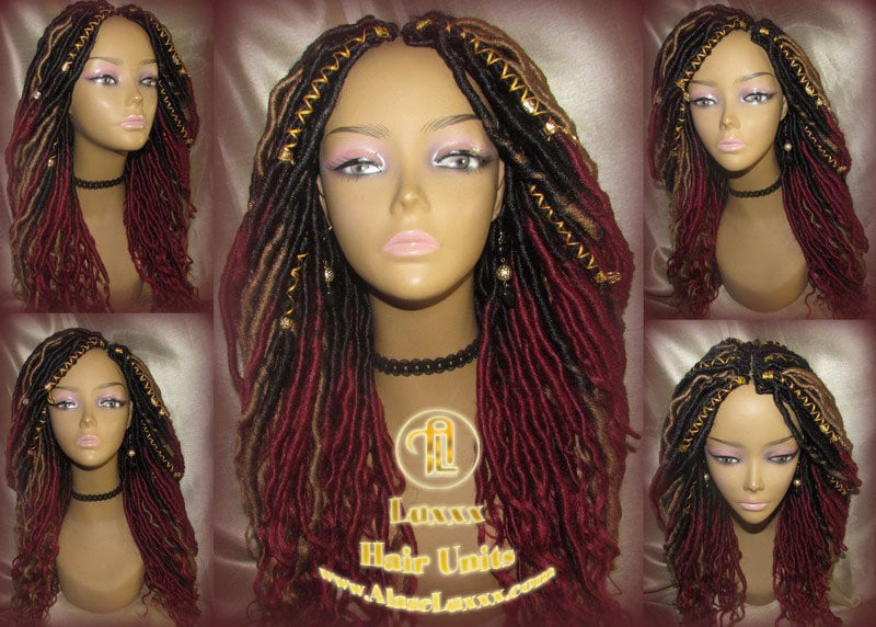 Red Burgundy 1b 530 Long Ombre Goddess Locs Fire Goddess Honey Blonde 27 Marley Synthetic Braided Wig