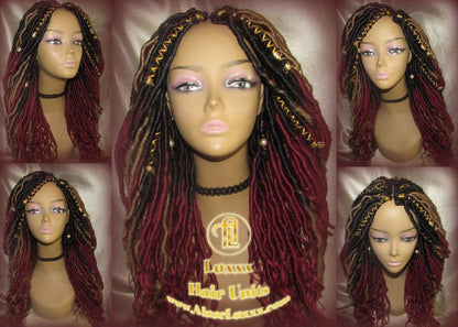 Red Burgundy 1b 530 Long Ombre Goddess Locs Fire Goddess Honey Blonde 27 Marley Synthetic Braided Wig