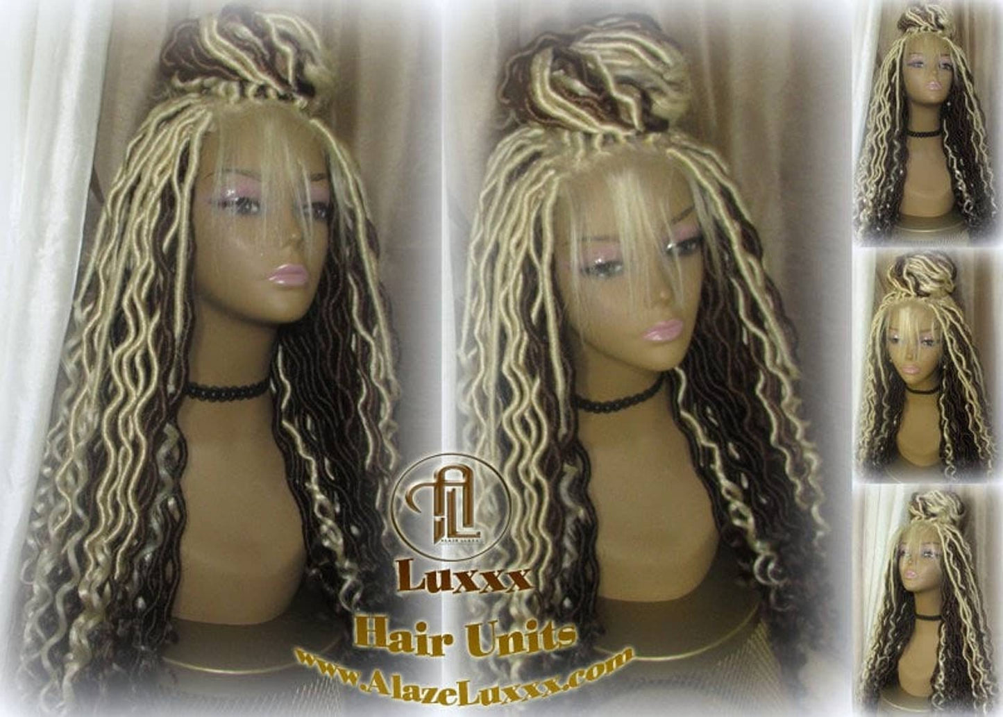 Goddess Faux Locs Platinum Blonde Brown 27 Gypsy Boho 613 Boho Braid Wig Bohemian Lace Dreads Closure Cosplay Mermaid Summer Spring