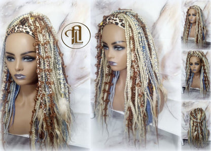 Headband Wig Blonde 613 Platinum 27 Honey Blue Box Braids Gypsy Bohemian Boho Wig Blonde Long Straight Hair Fall Viking Braided Wig