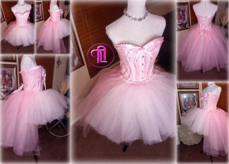 Valentines Day Dress Skirt Corset Style Outfit Light Pink Blush Pink Hi Low Skirt Hearts Cupid