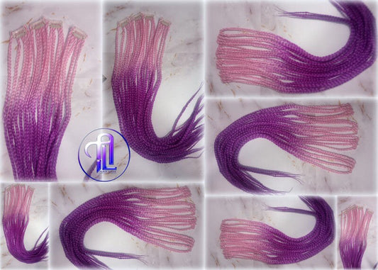 Pink Purple Ombre Clip in Braid Long 24 in Boho Extensions Pink Ombre Purple Box braiding hair Rave Festival