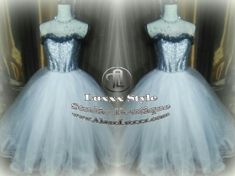 Burlesque Wedding Prom Party Dress Quinceanera Cosplay EDC RAVE Festival Silver White TuTu Tulle Corset Skirt Sweet16 Bridesmaid Homecoming
