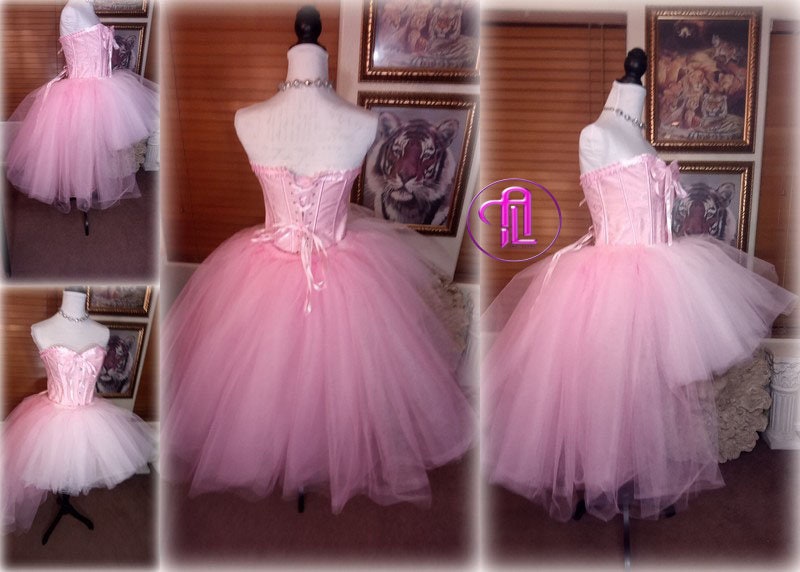 Valentines Day Dress Skirt Corset Style Outfit Light Pink Blush Pink Hi Low Skirt Hearts Cupid