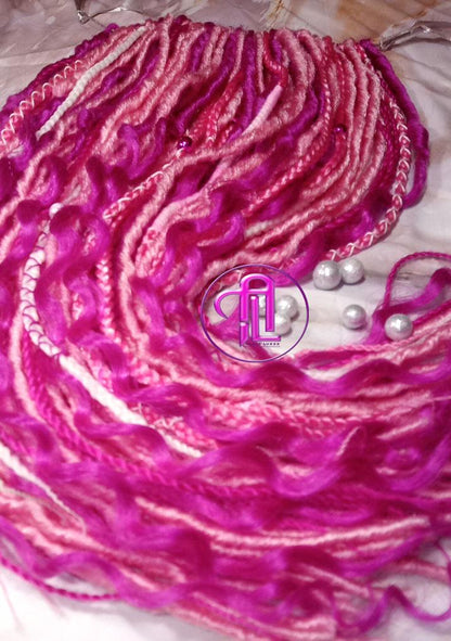 Pink white curl SE 75 Piece Set Straight wavy dreads textured braid Bohemian synthetic dreadlock Soft Boho Dread Braid Hair Extension Plaits