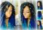 Blue Ombre Goddess Faux Locs Mermaid curly long distressed bohemian braids Natural dreads locs Wig for Black women Gift for women